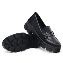 Sapato Mocassim Elegante Plataforma Feminino Lançamento Preto