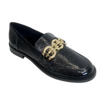 Sapato Mocassim Fem Sua Cia Snake Verniz Preto 8313-14741