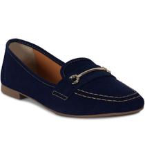 Sapato Mocassim Feminino Bico Fino Enfeite Metal