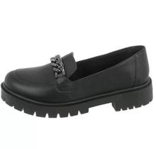 Sapato Mocassim Feminino com Corrente Preto Plataforma Alta Qualidade Sapato Mocassim Feminino com Corrente Preto Plataforma Alta Qualidade