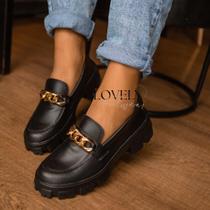 Sapato Mocassim Feminino Corrente Dourada Tratorado Super Confortável Imperdível