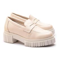 Sapato Mocassim Feminino Couro Tratorado Oxford Flatform