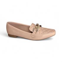 Sapato Mocassim Feminino Loafer Confortavel Bico Quadrado Com Costura Matelasse