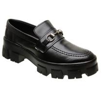 Sapato Mocassim Feminino Loscia Oxford Tratorado Preto