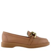 Sapato Mocassim Feminino Moleca Corrente Dourada Casual