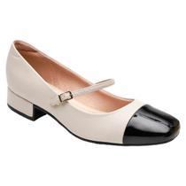 Sapato Mocassim Feminino Moleca Oxford Salto Baixo Branco