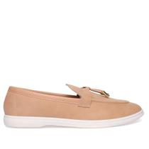 Sapato Mocassim Feminino Moleca Salto Baixo Nobuck Slip On