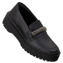 Sapato Mocassim Feminino Sapatilha Tratorada Strass Brilho Classek