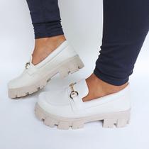 Sapato Mocassim Feminino Tratorado Off-Whitee