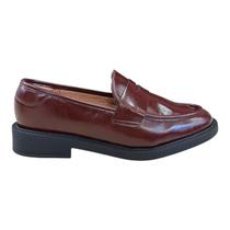 Sapato Mocassim Feminino Vizzano Loafer Slip-On Conforto Casual Bico Redondo Verniz 1453.100 Marrom