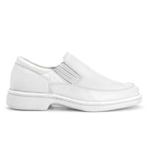 Sapato Mocassim Hospitalar Branco Palmilha Gel Confort Anatômica Couro Legitimo