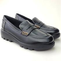 Sapato Mocassim Loafer Couro Usaflex Feminino Solado Leve Confort