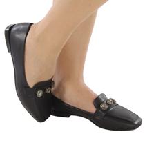 Sapato Mocassim Loafer Feminino Baixo Pedraria Elegante Confortável Moderno