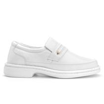 Sapato Mocassim Loafer Hospitalar Branco Palmilha Gel Confort Anatômica Couro