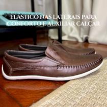Sapato Mocassim Masculino Casual Social em Couro Legitimo Confortavel e Leve