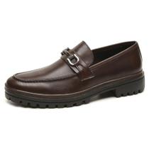 Sapato Mocassim Masculino Couro Loafer Classico Detalhe Metal Frontal Forrado Solado Borracha Sapato Mocassim Masculino Couro Loafer Classico Detalhe Metal Frontal Forrado Solado Borracha