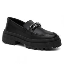 Sapato Mocassim Oxford Feminino Detalhe Corrente Sola Tratorada Leve Mulher Elegante Dia a Dia