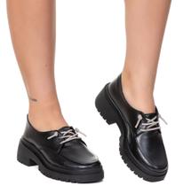 Sapato Mocassim Oxford Feminino Moda Brilho Estilo Shoes