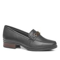 Sapato Mocassim Pegada Feminino em Couro Preto 222001-04