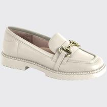 Sapato Mocassim Slip On Feminino Fivela Ouro Confort Moleca 5823.101.9569