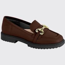 Sapato Mocassim Slip On Feminino Fivela Ouro Confort Moleca 5823.101.9569