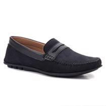 Sapato Mocassim Slip On West Line Wave Marinho