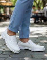 Sapato Mocassim Social Masculino Branco Confortável Leve Macio Casual