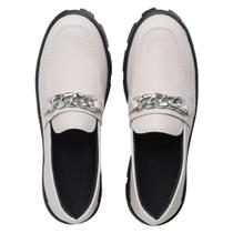 Sapato Mocassim Tratorado Feminino Material Ecológico Metal Oxford Tendência