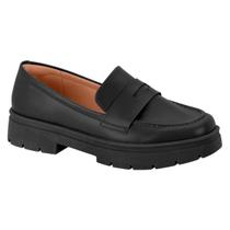 Sapato Mocassim Tratorado Vizzano Recortes Oxford Plataforma Conforto Preto