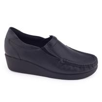 Sapato Mocassim Usaflex 5743PL couro Anabela branco ou preto