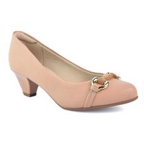 Sapato Modare Casual Conforto Bico Fino Salto Grosso Baixo Nude