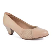 Sapato Modare Casual Joanetes Salto Robusto Baixo Feminino Bege