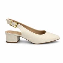 Sapato Modare Slingback Feminino Salto Bloco Napa Croco