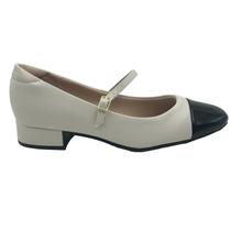 Sapato Moleca Boneca Off White com Preto 5795103