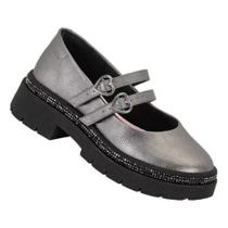 Sapato Molekinha Boneca Infantil Strass Tratorado Juvenil Menina Sapatilha Mocassim Sintético Sandália Fivela coração Salto Feminino Duas Tiras2576202