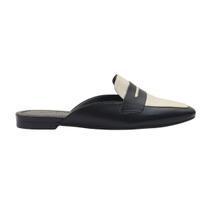 Sapato Mule Elegance Couro Dayane Magalhães Preto E Off White