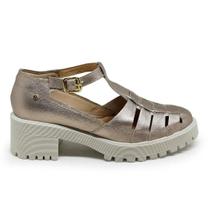 Sapato Munique Couro Prata Velha - MUN027V