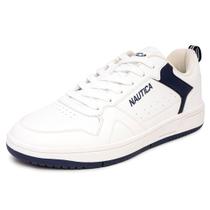 Sapato Nautica Bence-White Navy para homens, tênis de moda casual