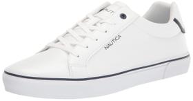 Sapato Nautica Leonard, casual, com cadarço, tênis moderno, branco, 7,5 m