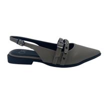 Sapato Offline Slingback Bico Fino com Fivela Cinza 23976