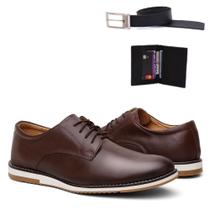 Sapato Oxford Casual Masculino 100% Couro Acompanha Carteira