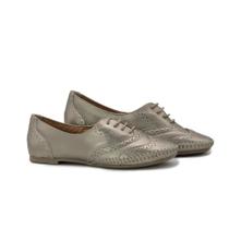 Sapato Oxford Couro Feminino Brogue Metalizado Leve Conforto Sapato Oxford Couro Feminino Brogue Metalizado Leve Conforto