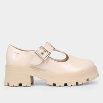 Sapato Oxford Dakota Com Fivela Salto Médio Tratorado Verniz Feminino