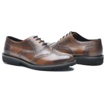 Sapato Oxford em Couro Masculino Alta Qualidade Cadarço Costura Reforçada Homens Elegante