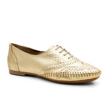 Sapato Oxford Feminino de Couro Metalizado Conforto Premium - Estilo Pleno