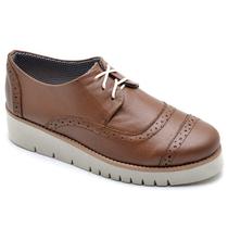 Sapato Oxford Feminino Sola Anabela Caramelo