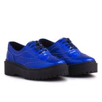 Sapato Oxford Feminino Tratorado Metalizado Clássico