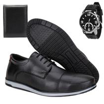 Sapato Oxford Inglês Estilo Social Fino+ Relógio+ Carteira
