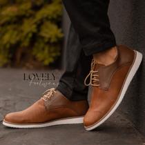 Sapato Oxford Masculino Casual de Amarrar Marrom Super Confortável Sapato Oxford Masculino Casual de Amarrar Marrom Super Confortável