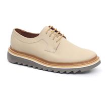 Sapato Oxford Masculino Derby Tratorado Couro Premium Liso